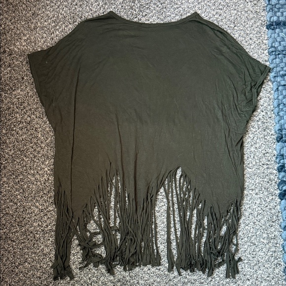 Ginger G Olive Fringe Tee with Moon Phases - Picture 4 of 4